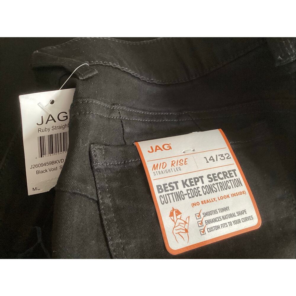 JAG Jeans Ruby Mid-Rise Straight Leg Jeans in Black Void size 14 - Picture 4 of 4